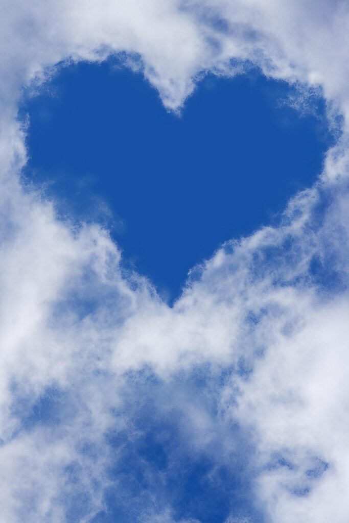 heart, clouds, sky background, sky, phone wallpaper, nature, blue sky, love, atmosphere, background, aesthetic wallpaper, beautiful wallpaper, iphone wallpaper